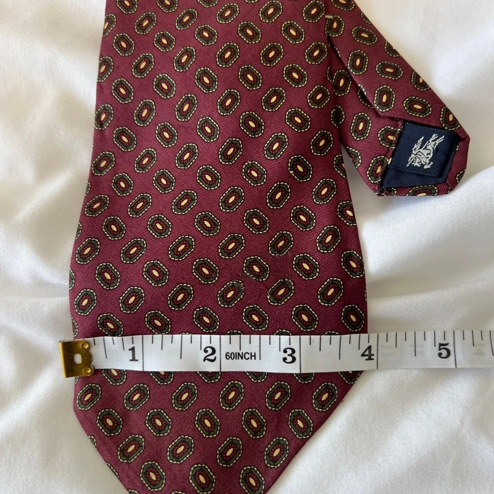 Vintage Burberry motif tie burgundy - Picture 4 of 8
